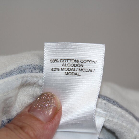 Lucky Brand Long Sleeve Shirt Women's XL Blue White Stripe Button Up Collared - Picture 9 of 9